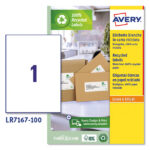 Etichette adesive - in carta riciclata - angoli arrotondati - permanenti - 199,6 x 289,1 mm - 1 et/fg - 100 fogli - bianco - Avery