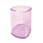 Portapenne a bicchiere - 6,5 x 6,5 x 9,5 cm - trasparente viola - Arda