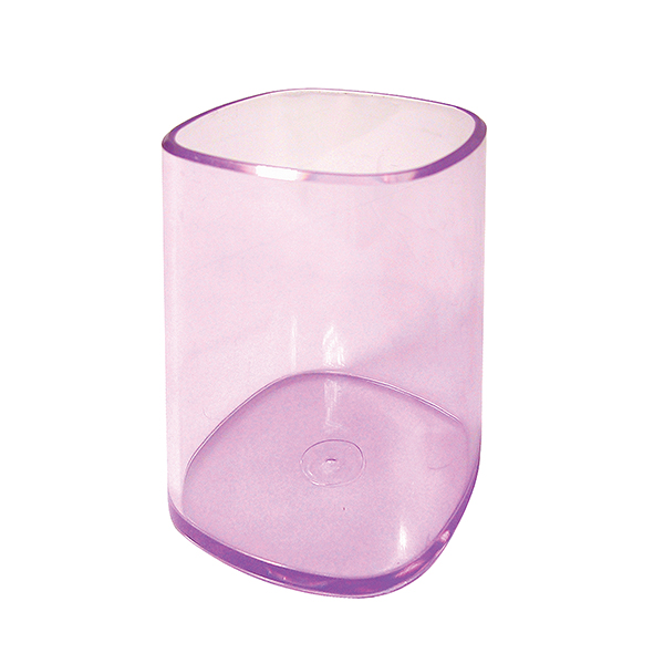 MD_53199 Portapenne a bicchiere - 6,5 x 6,5 x 9,5 cm - trasparente viola - Arda - immagine 1