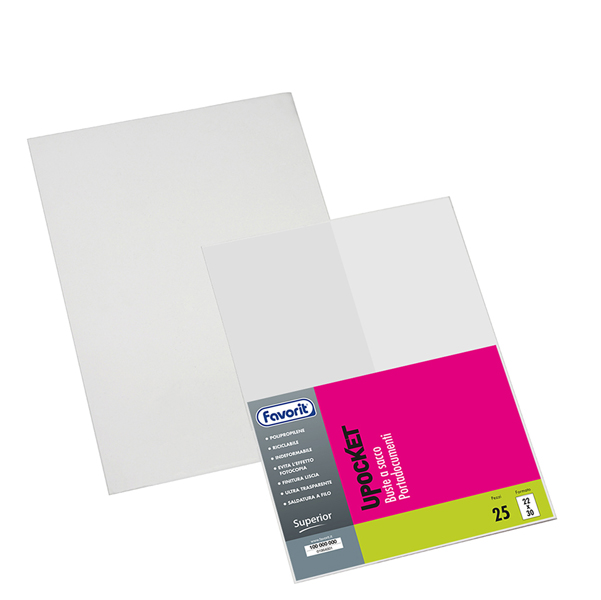 MD_54697 Buste a sacco Upocket - PP - Superior - 22 x 30 cm - liscio - Favorit - conf. 25 pezzi - immagine 1