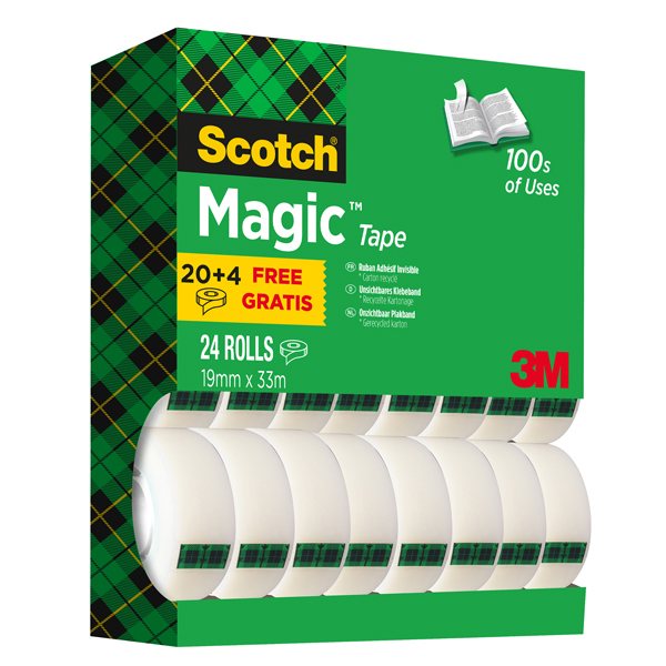 MD_56458 Nastro adesivo Magic 810 - 19 mm x 33 m - acrilico - trasparente - Scotch - Value Pack 20+4 rotoli - immagine 1