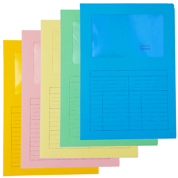 MD_56630 Cartellina a L con finestra Sintex - 120 gr - A4 - mix 5 colori - Blasetti - conf. 20 pezzi - immagine 1