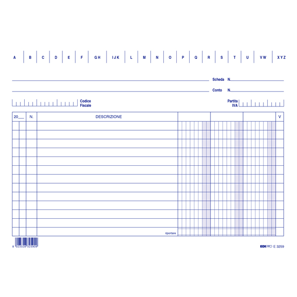 MD_56802 Schede - 3 colonne - 15 x 21 cm orizzontale - Edipro - conf. 100 pezzi - immagine 1