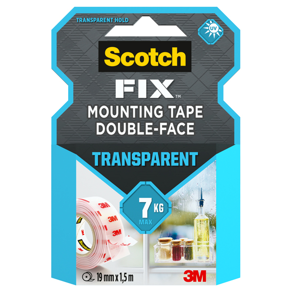 MD_59102 Nastro biadesivo FIX - 19 mm x 1,5 m - LDPE - trasparente - Scotch - immagine 1