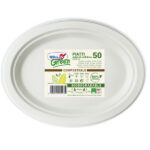 Piatto piano monouso - ovale midi - 19 x 25,4 cm - cellulosa - bianco - Dopla Green - conf. 50 pezzi
