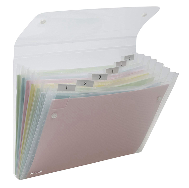MD_62058 Portadocumenti a soffietto Ice - 6 tasche - 22 x 30 cm - PP - trasparente - Rexel - immagine 1