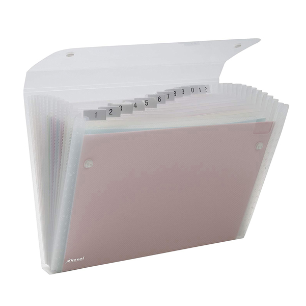 MD_62060 Portadocumenti a soffietto Ice - 13 tasche - 22 x 30 cm - PP - trasparente - Rexel - immagine 1