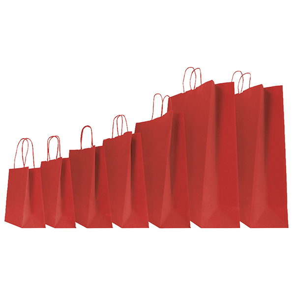 MD_62750 Shopper Twisted - maniglie cordino - 26 x 11 x 35 cm - carta kraft - rosso - Mainetti Bags - conf. 25 pezzi - immagine 1