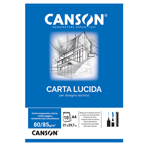 MD_63702 Blocco carta lucida - A4 - 10 fogli - 80gr - uso manuale - Canson - immagine 1