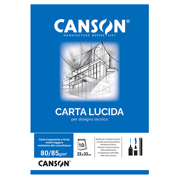 MD_63703 Blocco carta lucida - 23 x 33 cm - 10 fogli - 80gr - uso manuale - Canson - immagine 1