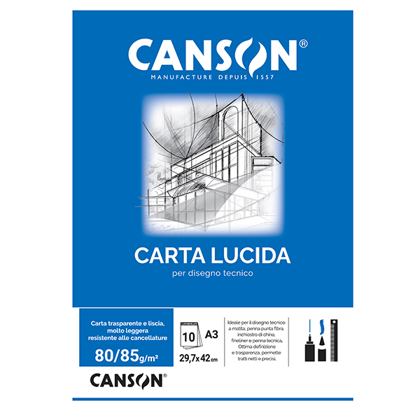MD_63704 Blocco carta lucida - A3 - 10 fogli - 80gr - uso manuale - Canson - immagine 1