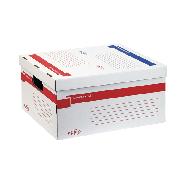 MD_64410 Scatola archivio Memory X File - con coperchio - dorso 27,5 cm - 37 x 27 x 52 cm - bianco - Sei Rota - immagine 1