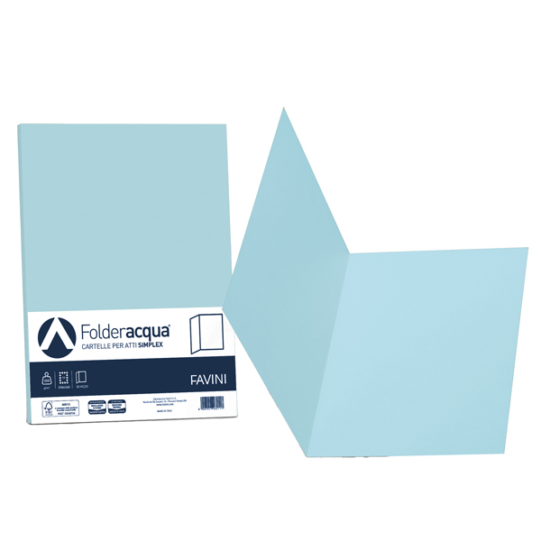 MD_64437 Cartellina semplice Acqua - 200 gr - A4 - celeste - cartoncino bristol - Favini - conf. 50 pezzi - immagine 1
