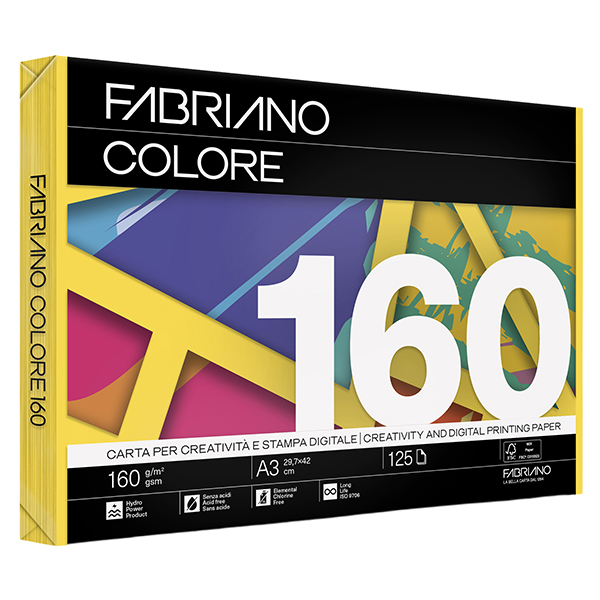 MD_68443 Carta Fabriano Colore - A3 - 160 gr - colori tenui cedro - Fabriano - conf. 125 fogli - immagine 1