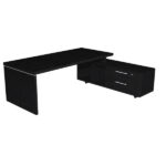 Scrivania Manager Prestige - con mobile servizio reversibile - 180 x 90 x 74 cm - nero venato