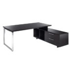 Scrivania Manager Prestige Metal - con mobile servizio reversibile - 180 x 90 x 74 cm - nero venato