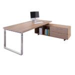 Scrivania Manager Prestige Metal - con mobile servizio reversibile - 180 x 90 x 74 cm - ciliegio arabis