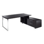 Scrivania Manager Prestige Metal - con mobile servizio reversibile - 210 x 90 x 74 cm - nero venato