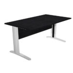 Scrivania lineare Easy - 160 x 80 x 72 cm - Nero venato/grigio cromato