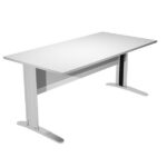 Scrivania lineare Easy - 140 x 80 x 72 cm - Grigio/grigio cromato