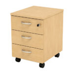 Cassettiera Easy - 3 cassetti - con ruote - 41,8 x 52 x 59,5 cm - faggio