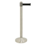 Colonnina segnapercorso cromata - altezza 100 cm - nastro retrattile nero da 210 cm - Securit