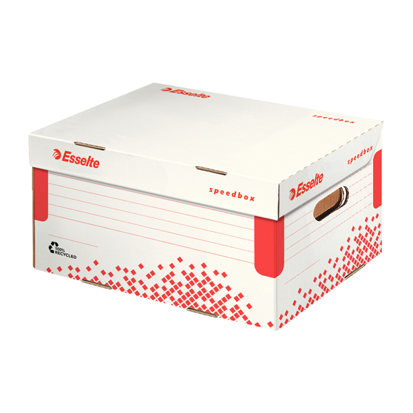 MD_74729 Scatola container Speedbox - Small - 25,2 x 35,5cm - dorso 19,3 cm - bianco e rosso - Esselte - immagine 1
