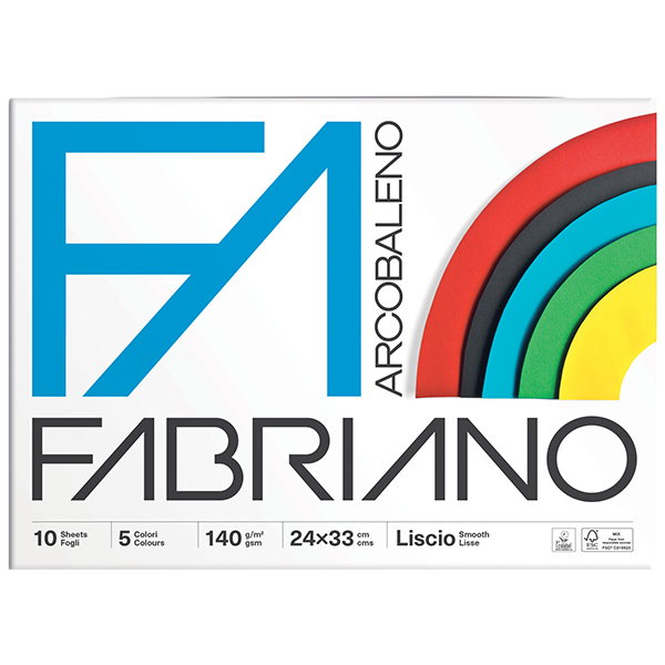 MD_76605 Album Arcobaleno - 24 x 33 cm - 10 fogli - 140 gr - 5 colori - Fabriano - immagine 1