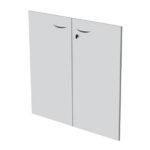 Coppia ante per libreria modulare - bassa - 76 cm - melaminico - con serratura - bianco