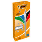 Penna a sfera scatto multifunzione 4 Colours Shine - punta 1,0 mm - fusto silver - Bic - conf. 12 pezzi