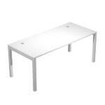 Scrivania singola Agorà - 180 x 80 x 74,6 cm - Bianco/grigio alluminio