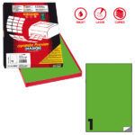 Etichette adesive C/503 - in carta - permanenti - 210 x 297 mm - 1 et/fg - 100 fogli - verde fluo - Markin