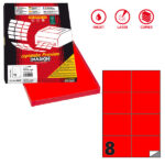 Etichette adesive C/512 - in carta - permanenti - 105 x 74,25 mm - 8 et/fg - 100 fogli - rosso fluo - Markin
