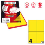 Etichette adesive C/519 - in carta - permanenti - 105 x 148,5 mm - 4 et/fg - 100 fogli - giallo fluo - Markin