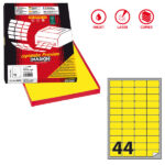 Etichette adesive A/406 - in carta - permanenti - 47,5 x 25,5 mm - 44 et/fg - 100 fogli - giallo fluo - angoli tondi - Markin