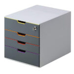 Cassettiera Varicolor Safe - 28 x 29,2 x 35,6 cm - 4 cassetti - con serratura - Durable