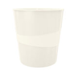 Cestino gettacarte WOW - altezza 32,4 cm - diametro 29 cm - 15 L - bianco metallizzato - Leitz