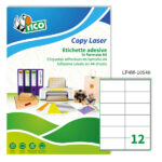 Etichette adesive LP4W - in carta - con margini - permanenti - 105 x 48 mm - 12 et/fg - 100 fogli - bianco - Tico
