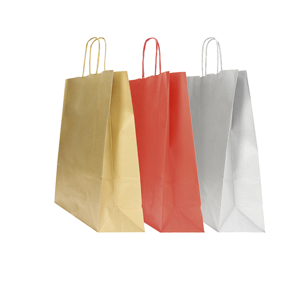 MD_81822 Shopper Twisted - maniglie cordino - 26 x 11 x 35 cm - carta kraft - mix Natale - Mainetti Bags - conf. 25 pezzi - immagine 1