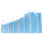 Shopper Twisted - maniglie cordino - 14  x 9 x 21 cm - carta kraft - azzurro - Mainetti Bags - conf. 25 pezzi