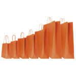 Shopper Twisted - maniglie cordino - 14 x 9 x 20 cm - carta kraft - arancio - Mainetti Bags - conf. 25 pezzi