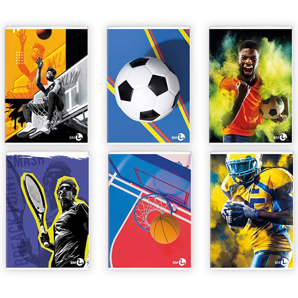 MD_82519 Maxiquaderno Sport fantasia - A4 - 1 rigo c/margine - 40+2 fogli - 80gr - BM - immagine 1