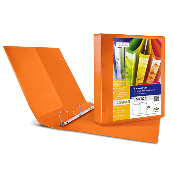 MD_82724 Raccoglitore personalizzabile Myto TI - 22 x 30 cm - 4 anelli a D 30 mm - dorso 4 cm - arancio - Sei Rota - immagine 1