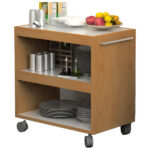Carrello angolo Ristoro - su ruote - 70 x 43,8 x 73 cm - bianco/noce chiaro