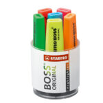 Evidenziatore Boss Original - punta a scalpello - tratto 2 - 5 mm - colori assortiti - Stabilo - cilindro 6 pezzi