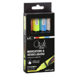 Marcatore a gesso liquido Uni Chalk Marker - punta tonda da 1,80 - 2,50 mm - Uni Mitsubishi - busta 4 pezzi