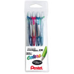 Roller scatto Energel XM - punta 0,7 mm - colori assortiti - Pentel - astuccio 4 pezzi