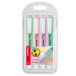 Evidenziatore Swing Cool Pastel - punta a scalpello - tratto 1 - 4 mm - colori assortiti classic - Stabilo - astuccio 4 pezzi