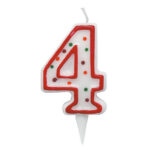 Candelina Zuccherino - numero 4 - H 8.5 cm - Big Party