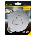 Stencil per caffè - 10 x 12,4 x 0,1 cm - forma cuore e smile - Securit - set 2 pezzi